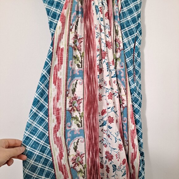 D'ascoli Floral Boho Plaid Short Sleeve Maxi Dress - Picture 12 of 13